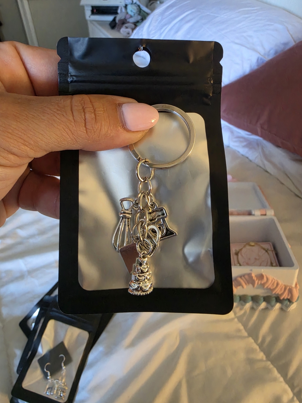 Silver Charm Keyring with Baking Charms - Women Accessories
